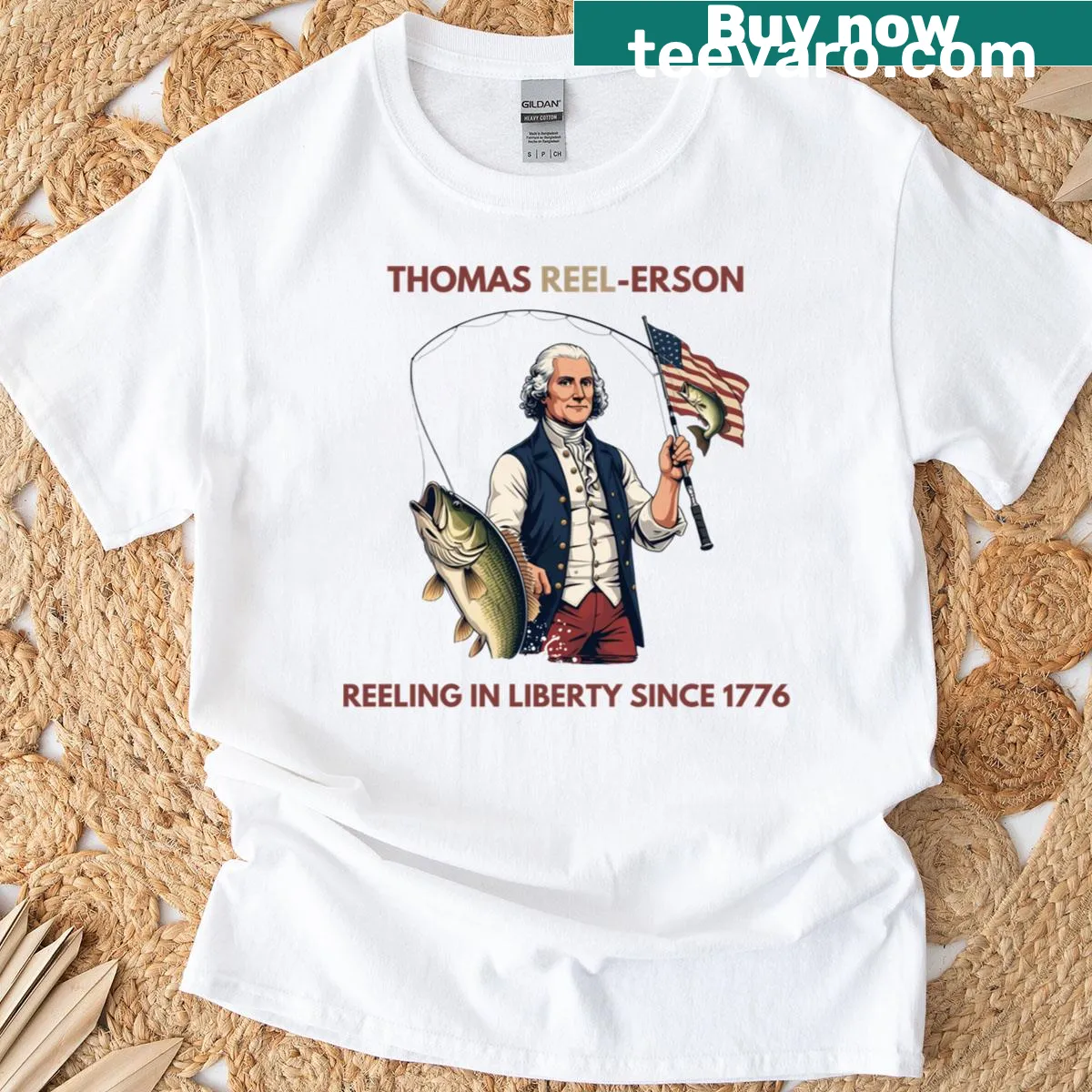 Fishing-themed t-shirt with a humorous play on words — on a men's t-shirt