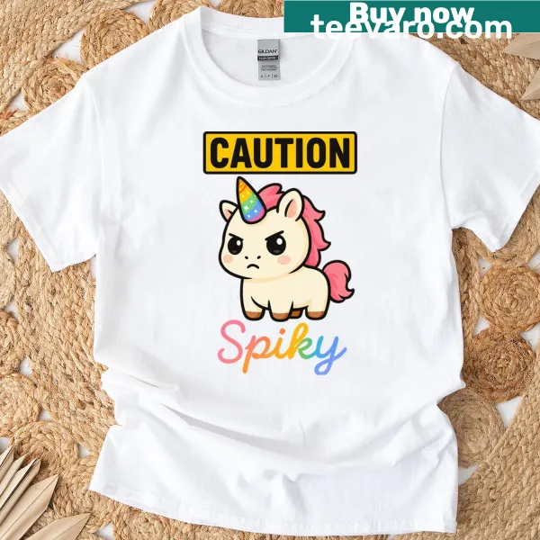 Cartoon unicorn T-shirt with a tiny, fierce unicorn graphic
