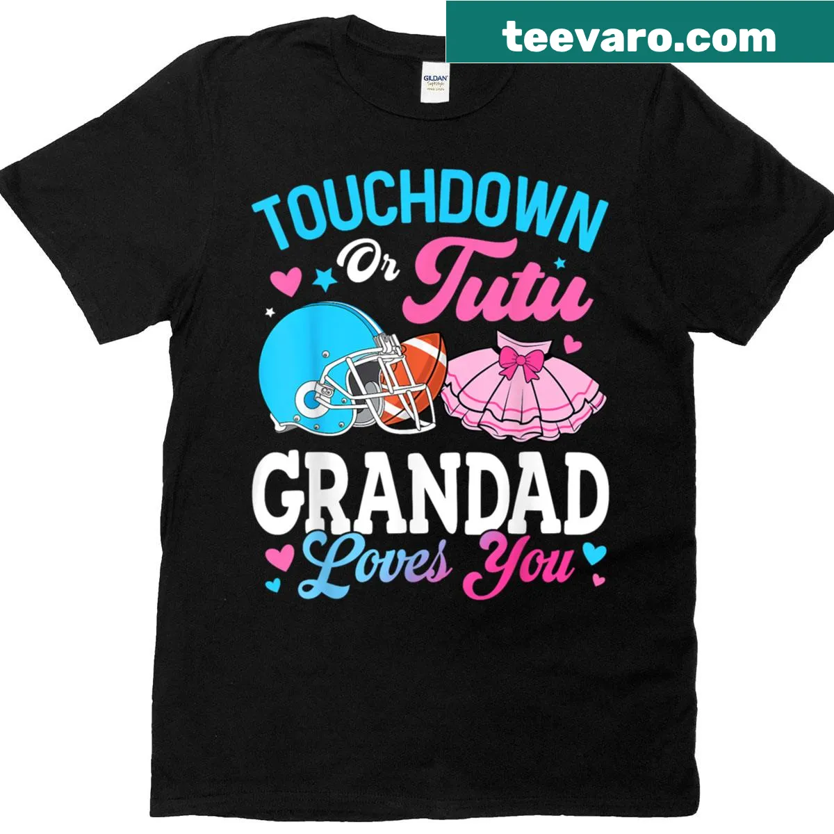 Funny gender reveal shirt for grandad with playful text. — on a men's t-shirt