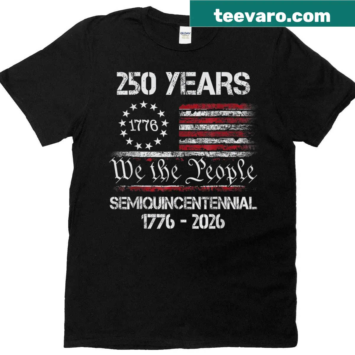 250th anniversary America celebration T-shirt — on a men's t-shirt