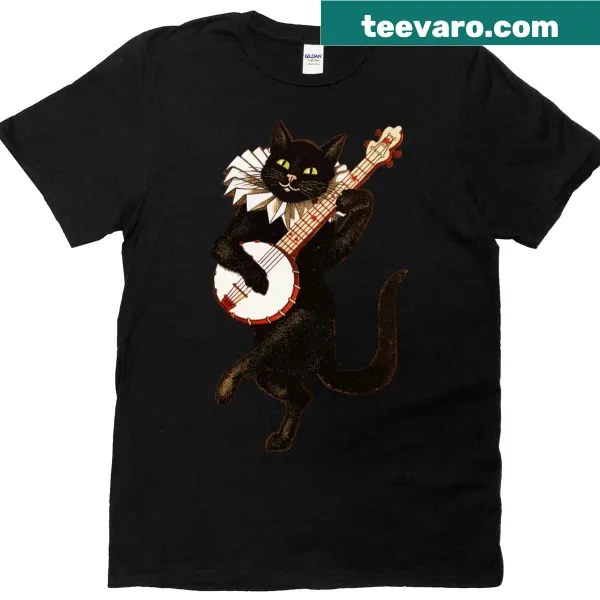 Victorian-style oversized T-shirt featuring a black cat