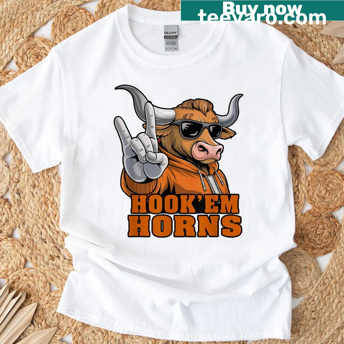 Vintage longhorn graphic t-shirt suitable for all ages. — on a men's t-shirt