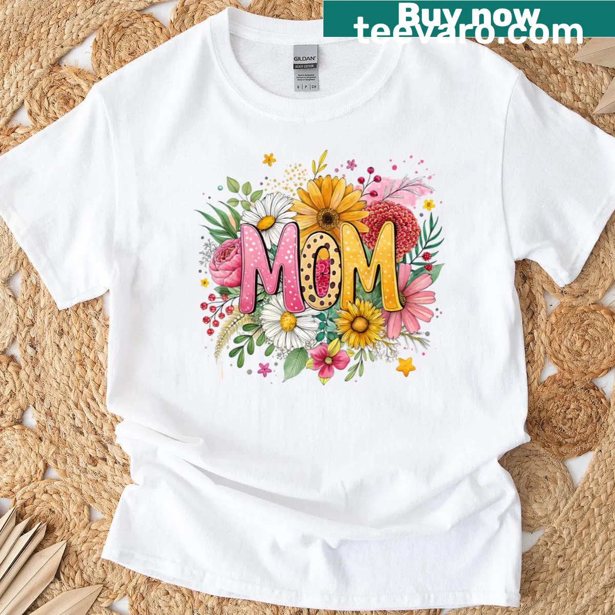 Watercolor floral 'Happy Mother's Day' t-shirt with artistic design — on a men's t-shirt
