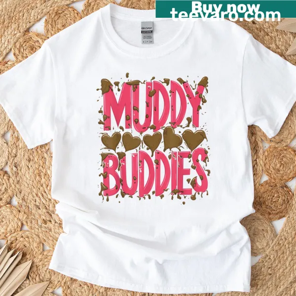 Playful typographic t-shirt for women celebrating mud runs and outdoor adventures