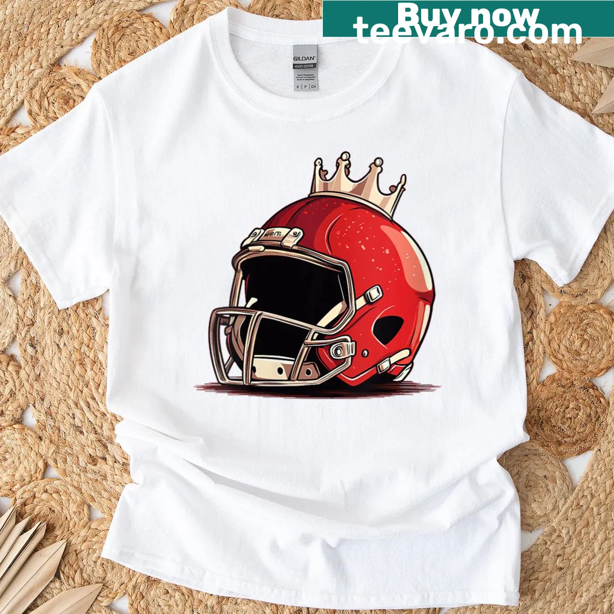 Funny football king costume t-shirt for women with playful graphic — on a men's t-shirt