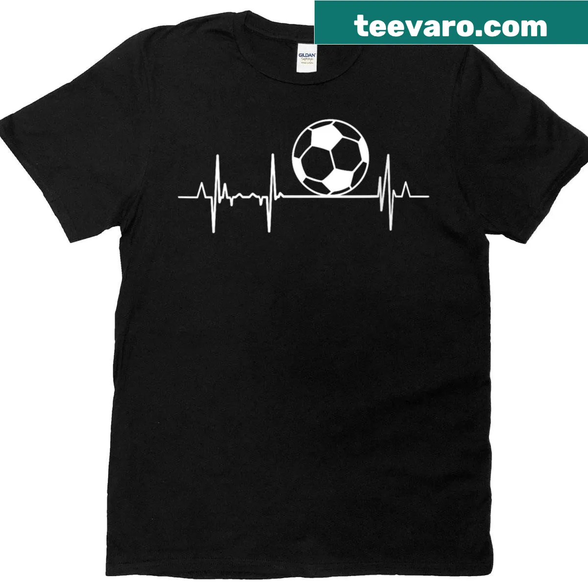 Heartbeats graphic t-shirt for soccer players' parents — on a men's t-shirt