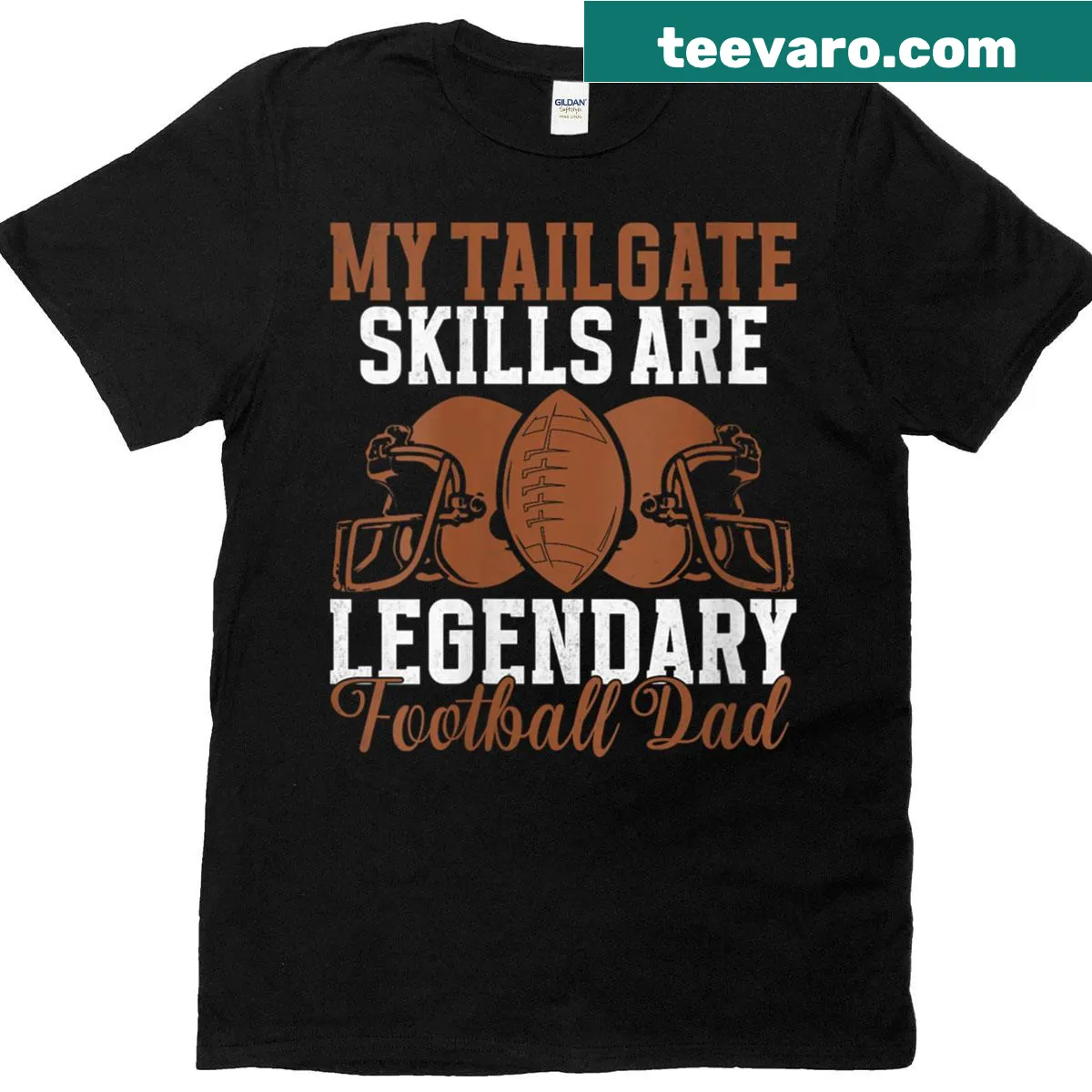 Funny Football Dad t-shirt about tailgate skills — on a men's t-shirt