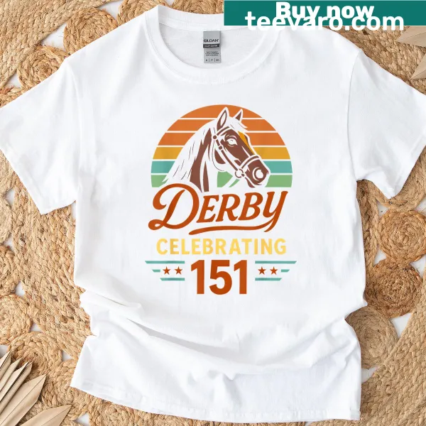 Vintage-style T-shirt celebrating 151 years of horse racing