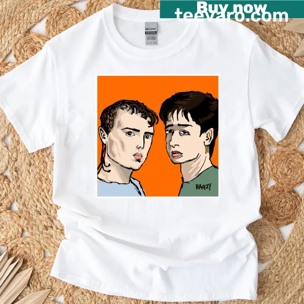 Retro digital portrait of an 80s band on T-shirt.
