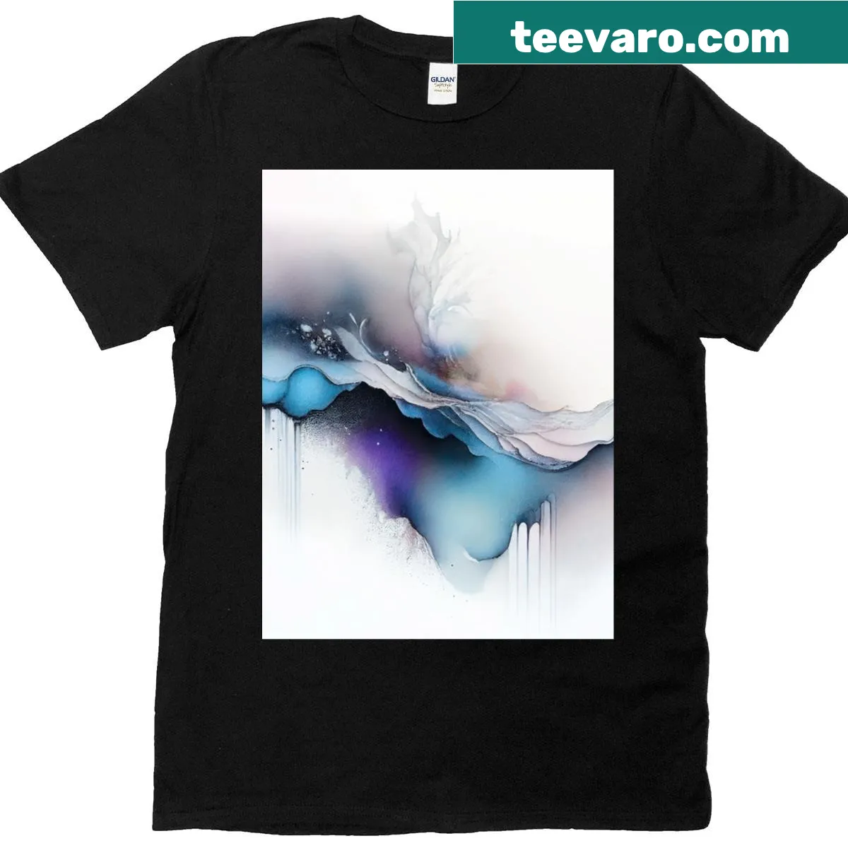 Abstract silhouette graphic t-shirt with flowing design — on a men's t-shirt