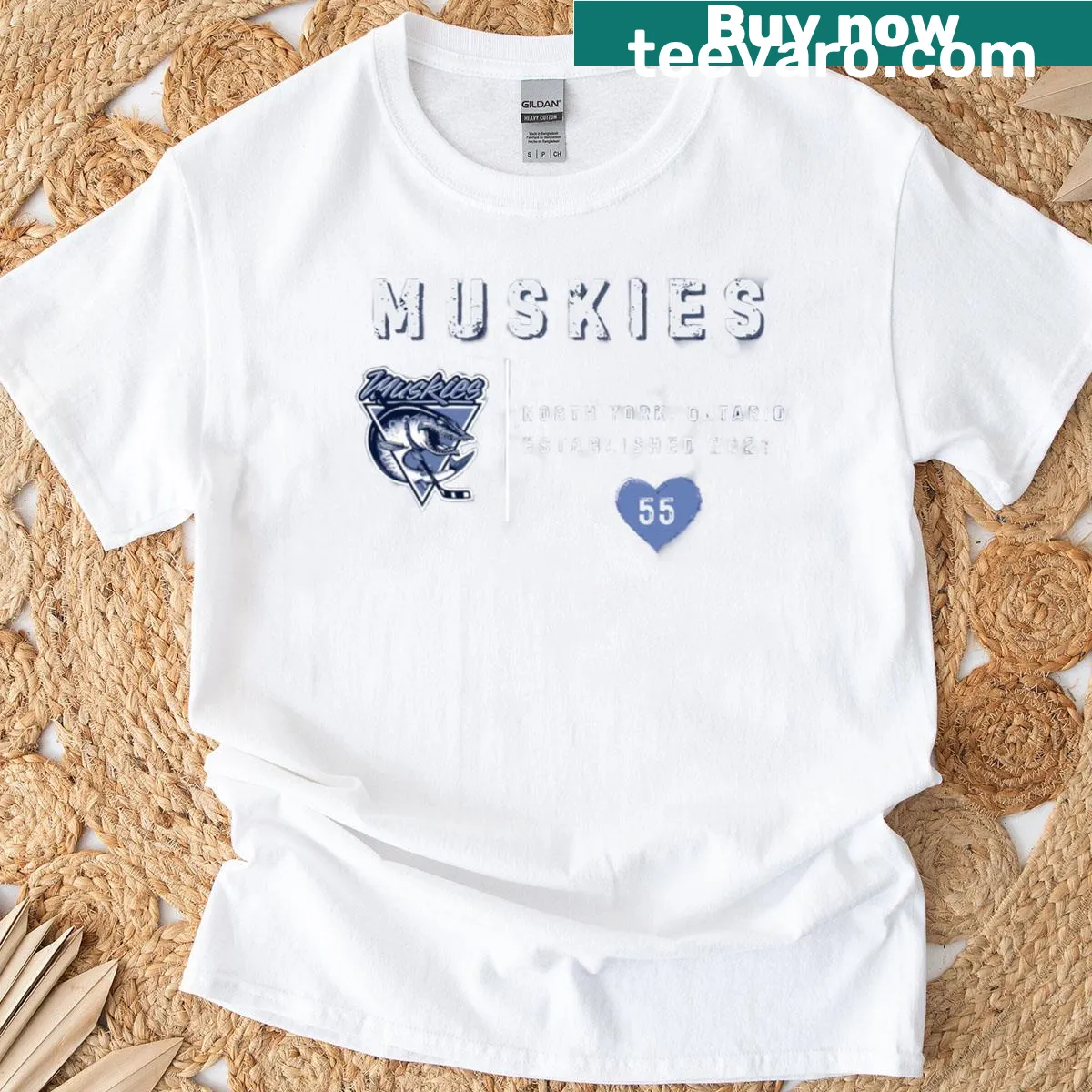 Text graphic that reads 'Alyssa Muskies' on a t-shirt — on a men's t-shirt
