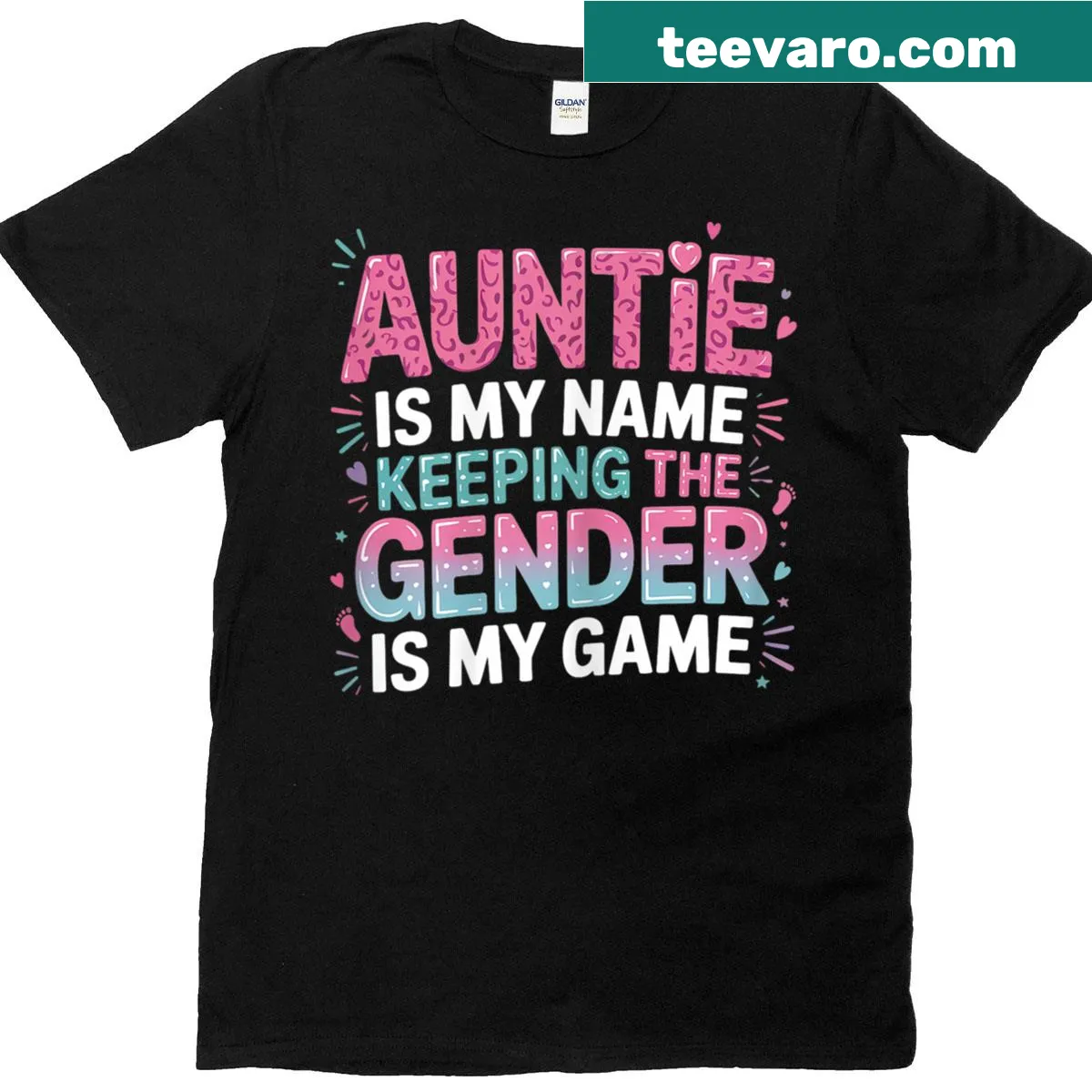 Wholesome gender reveal T-shirt for aunts with playful text — on a men's t-shirt