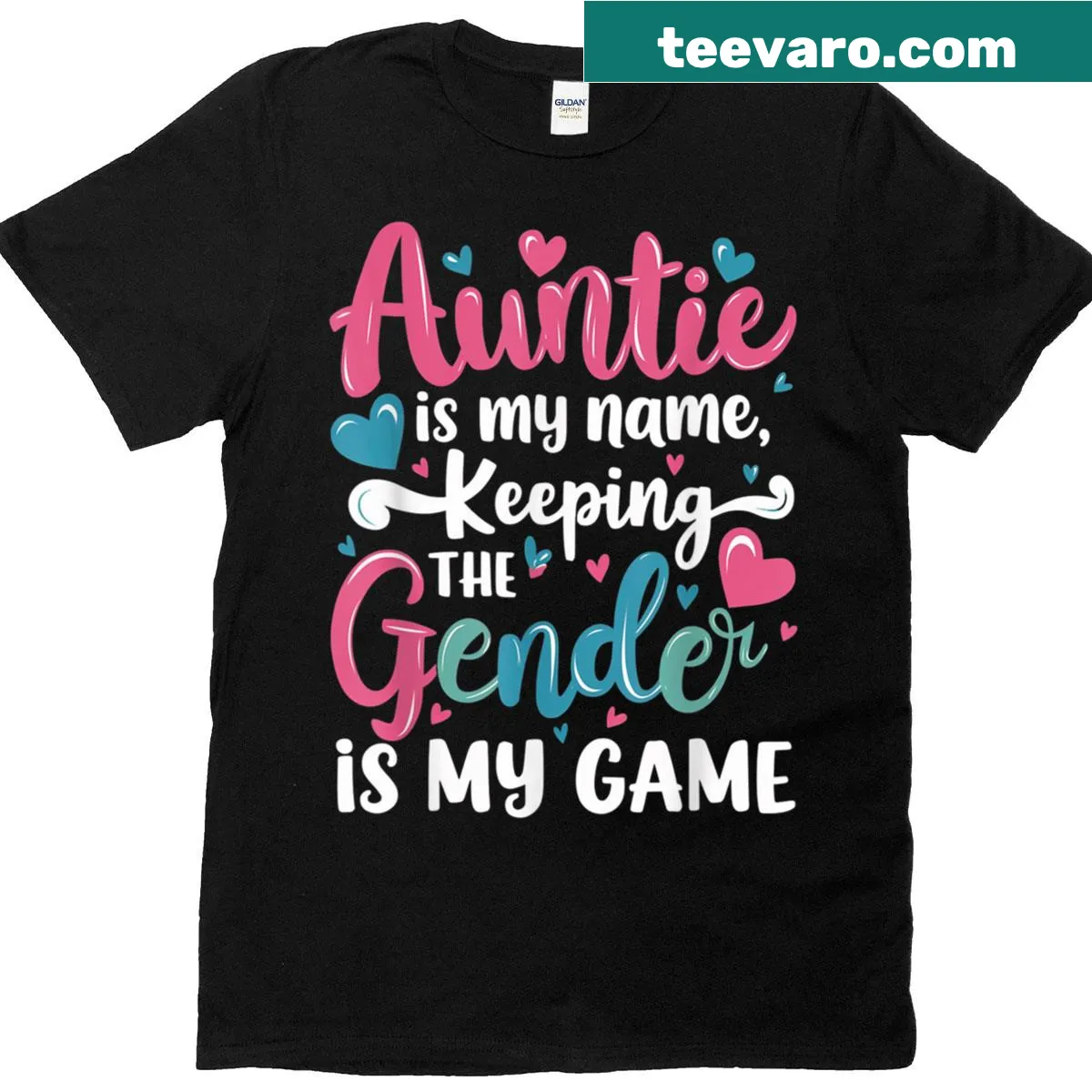 Baby reveal Auntie t-shirt with fun typography about gender — on a men's t-shirt