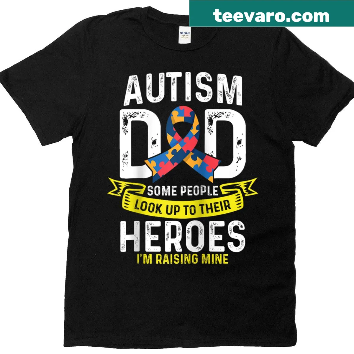Proud dad T-shirt with a message celebrating fathers of autistic children — on a men's t-shirt