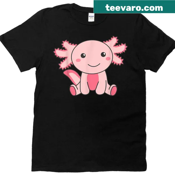 Kawaii T-shirt featuring a cute axolotl graphic