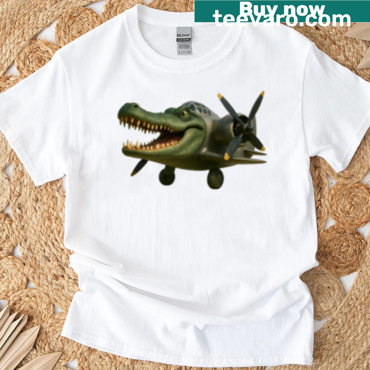 Playful crocodile illustration on T-shirt for everyday wear — on a men's t-shirt