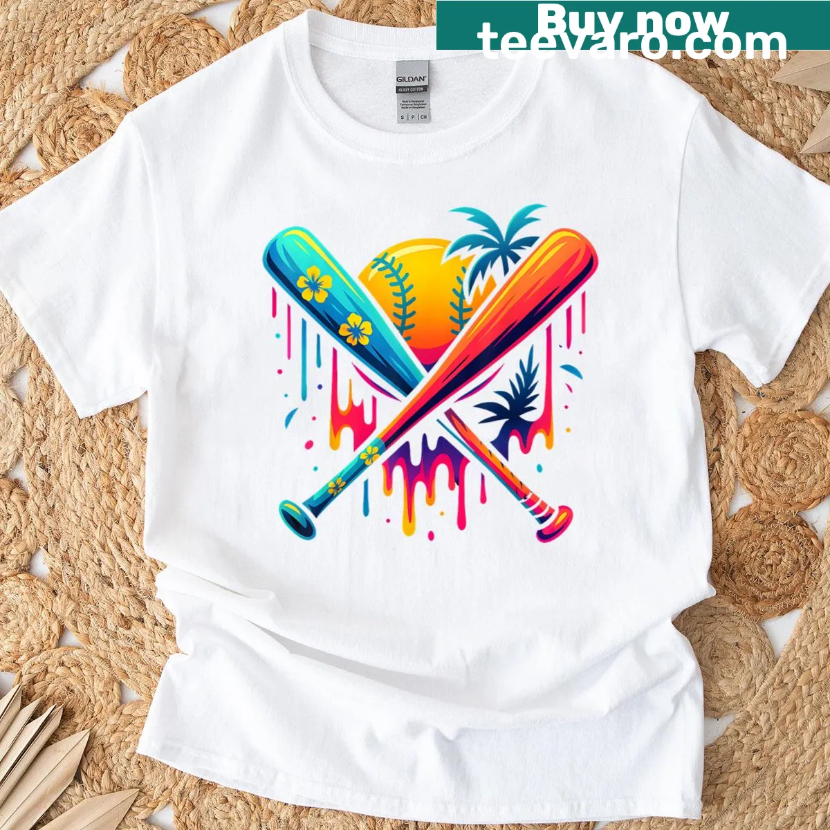 Illustration of a baseball with ice cream in a playful style — on a men's t-shirt