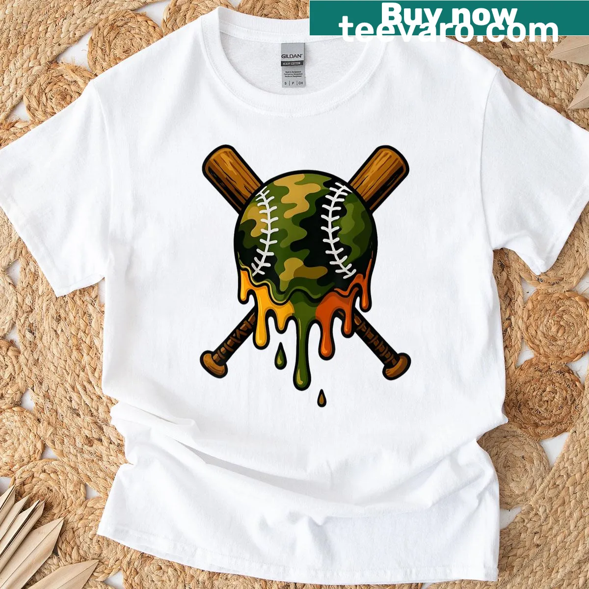 Playful ice cream dripping baseball design for boys' T-shirt — on a men's t-shirt