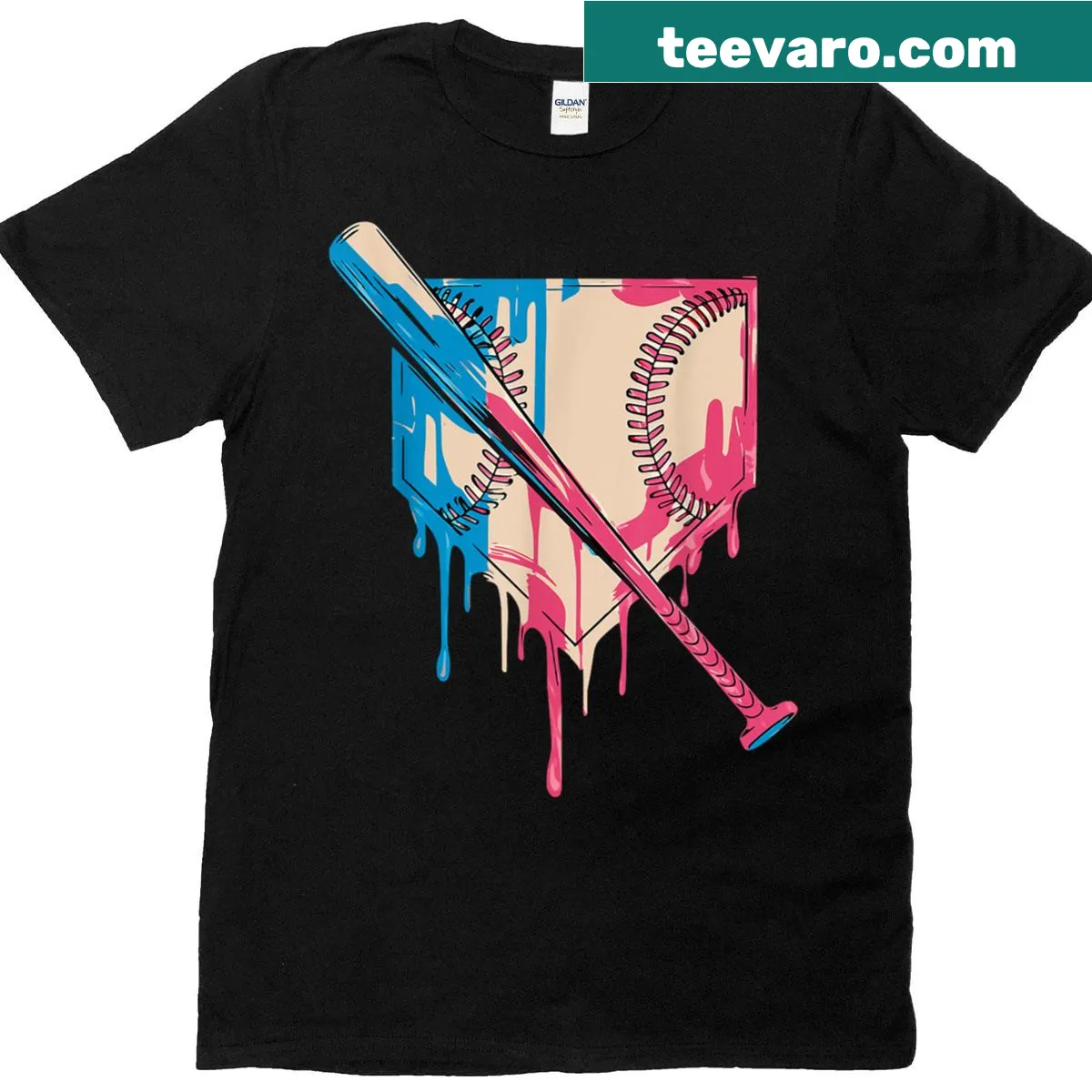 Men and women t-shirt with ice cream baseball drip design — on a men's t-shirt