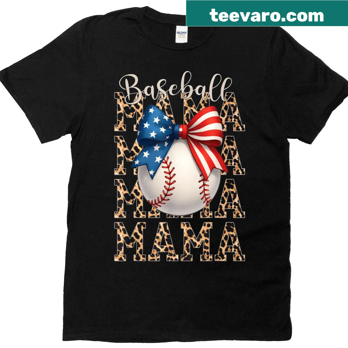 Illustration celebrating baseball and patriotism for moms — on a men's t-shirt