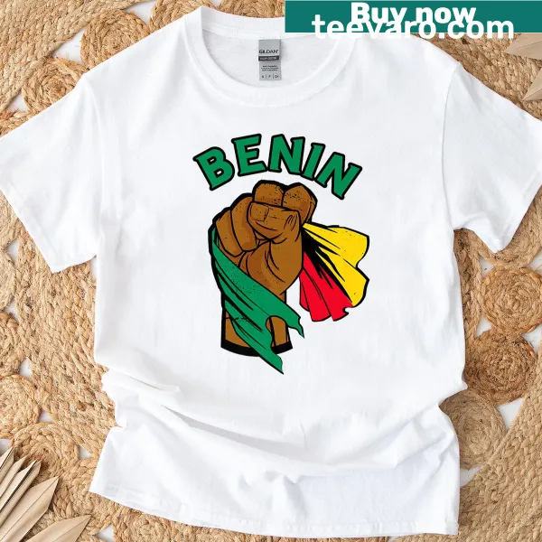 T-shirt featuring Beninese flag and fist emblem