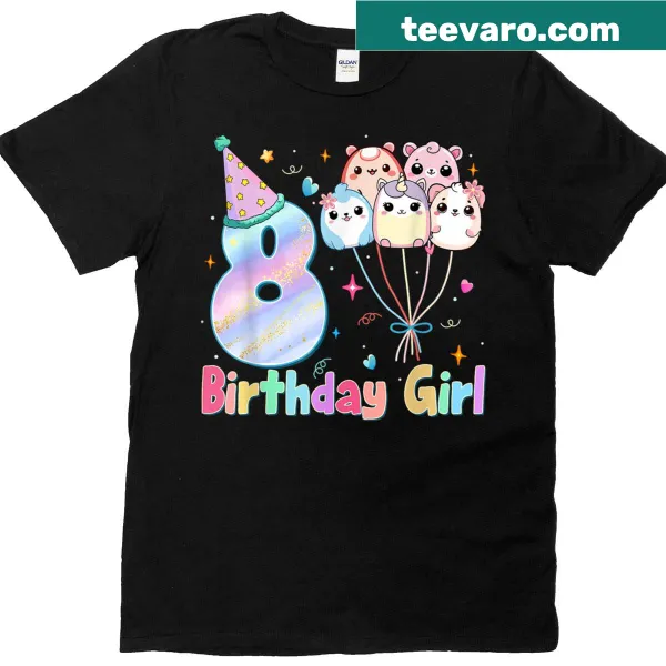 Kawaii anime design for an 8th birthday girl T-shirt