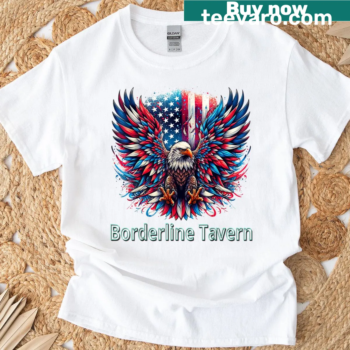 Eagle and American flag graphic t-shirt for Fourth of July — on a men's t-shirt