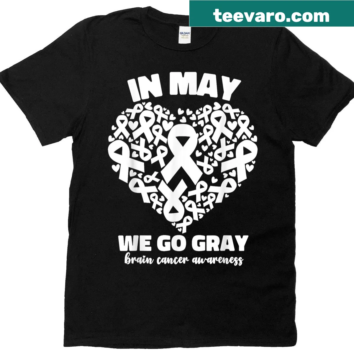 Heartfelt t-shirt promoting brain cancer awareness with a supportive message. — on a men's t-shirt