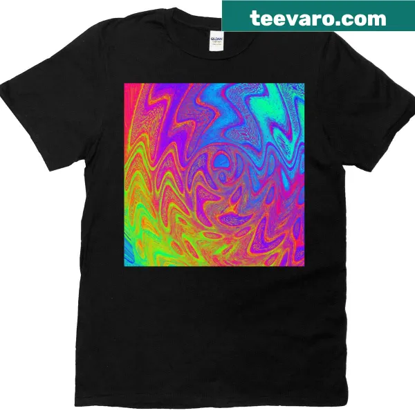 Oversized T-shirt with abstract rainbow color design
