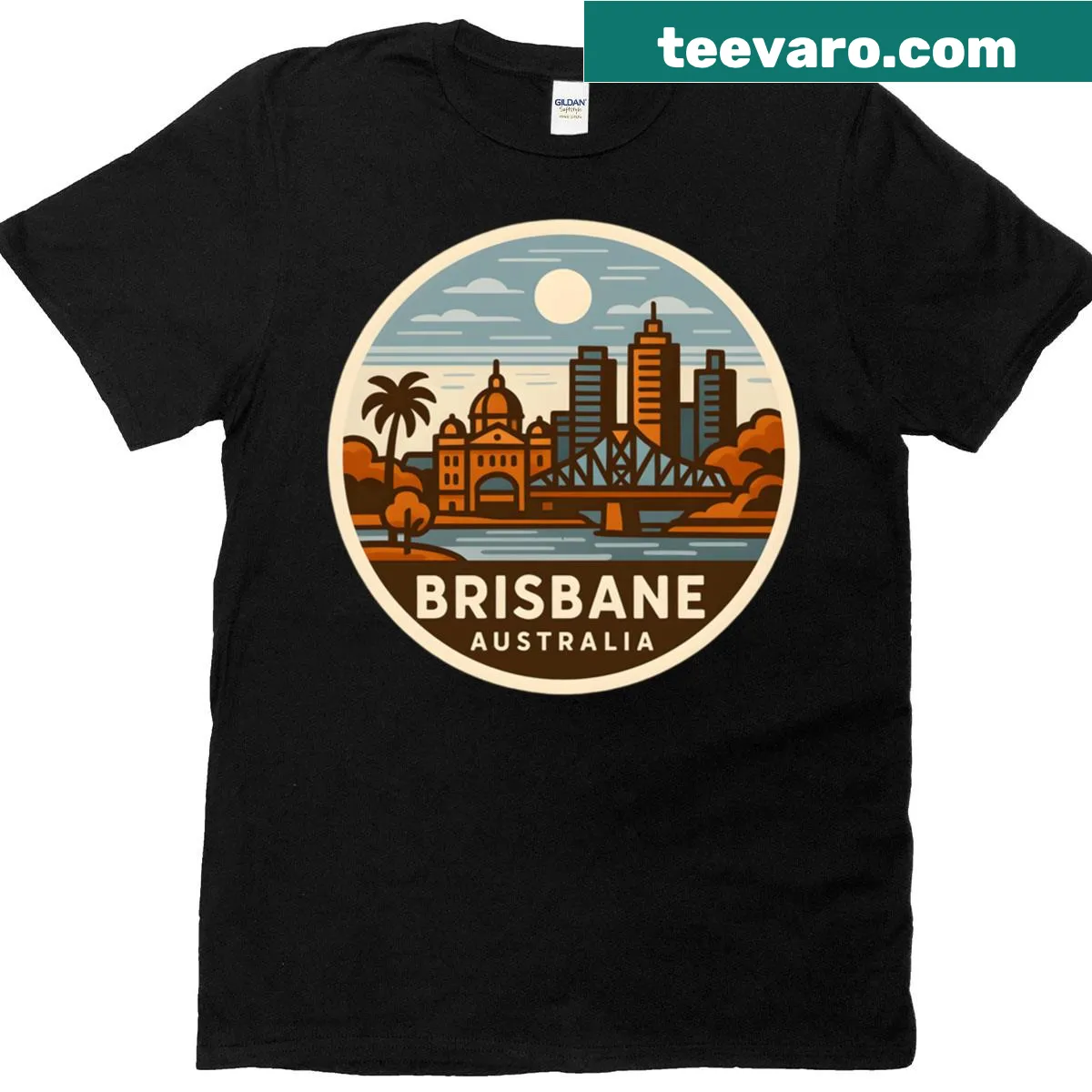 Oversized T-shirt featuring Brisbane symbols and designs — on a men's t-shirt