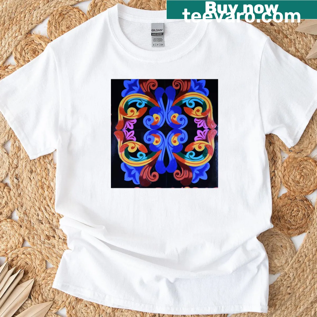 Close-up design of a traditional Costa Rican carreta — on a men's t-shirt