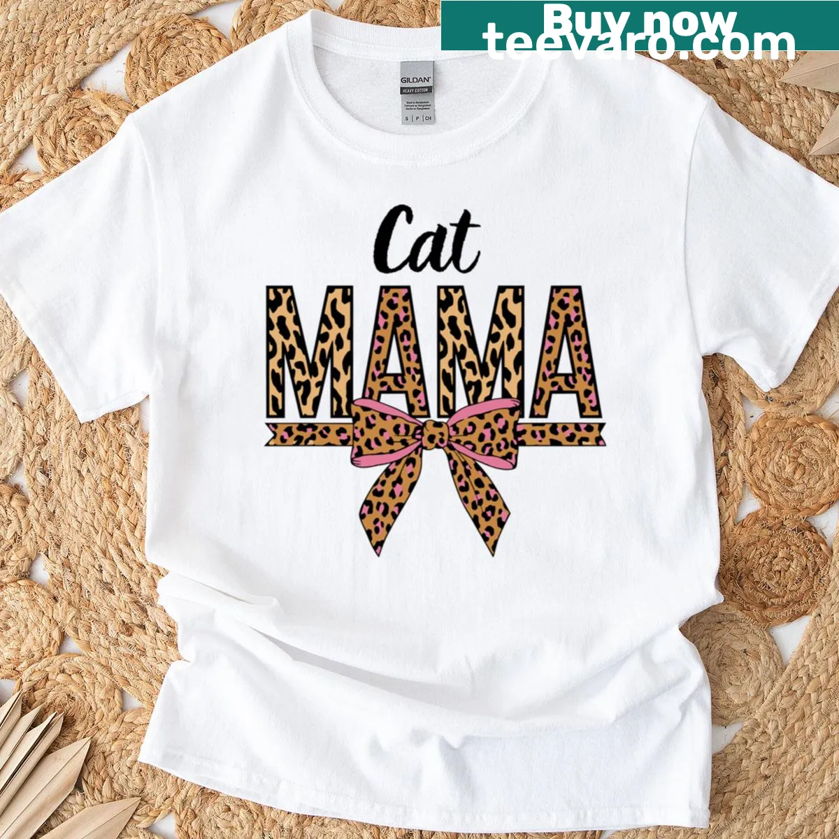 Cat Mama T-shirt with playful typography — on a men's t-shirt