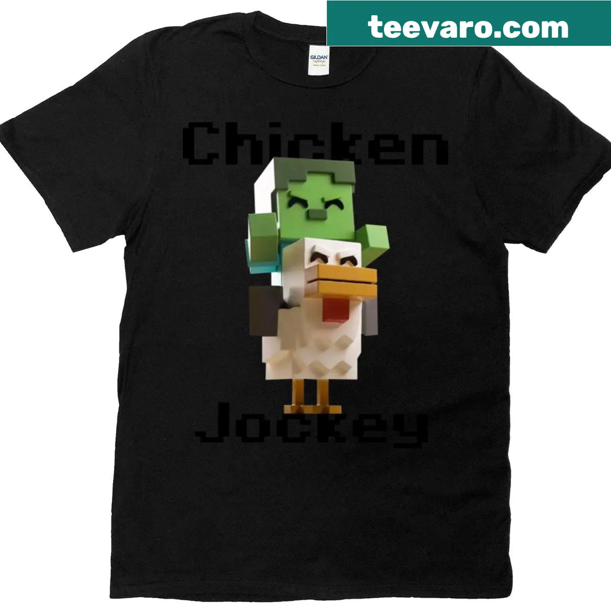 Oversized t-shirt featuring Chicken Jockey humor graphic — on a men's t-shirt