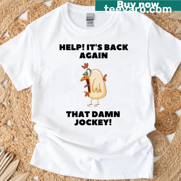 Funny Chicken Jockey baby spawn graphic on a T-shirt
