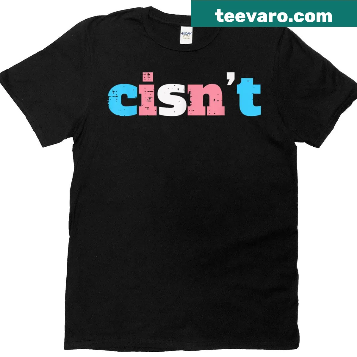 Transgender pride themed T-shirt with bold supportive text — on a men's t-shirt