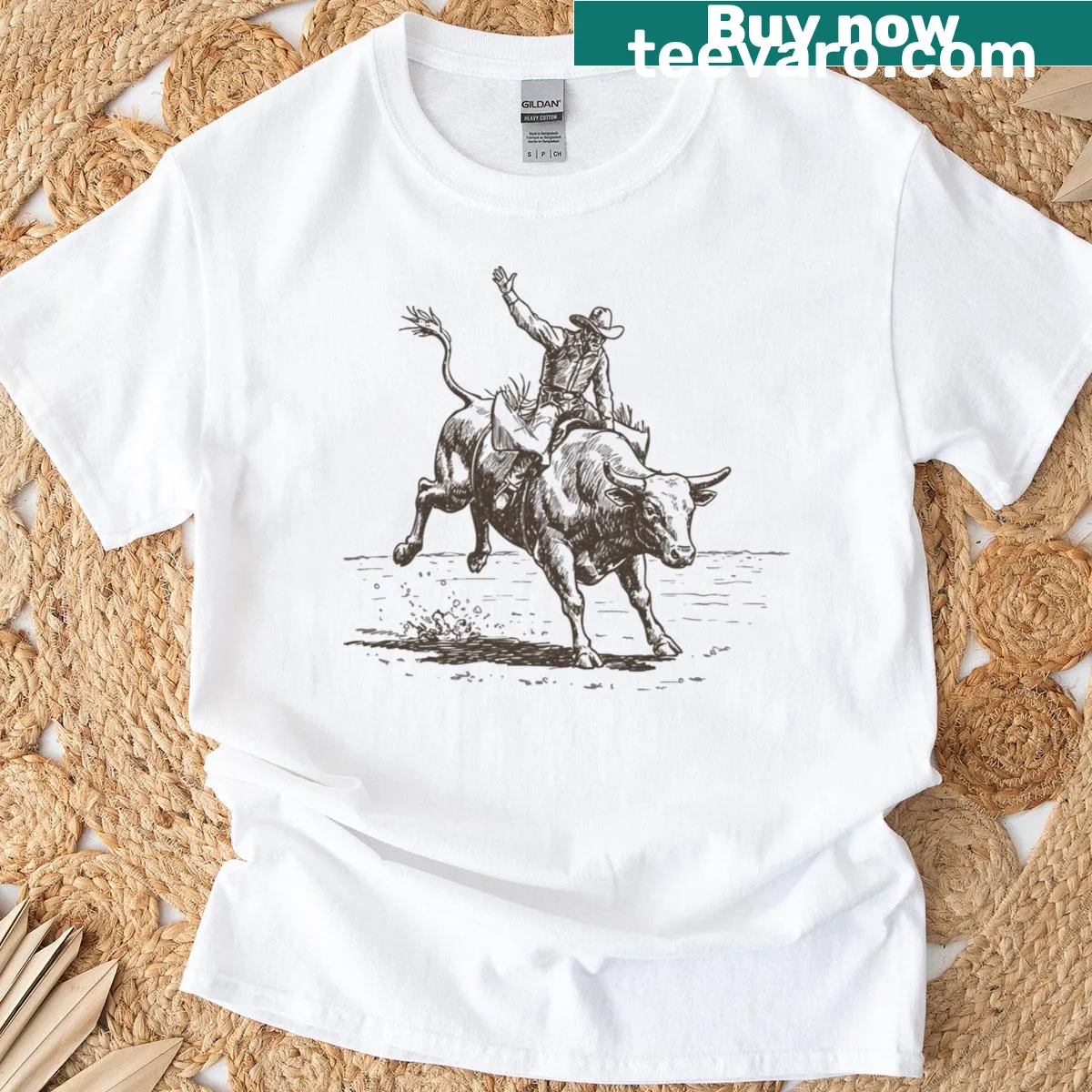 Illustrated horse design on a t-shirt, rustic country theme — on a men's t-shirt