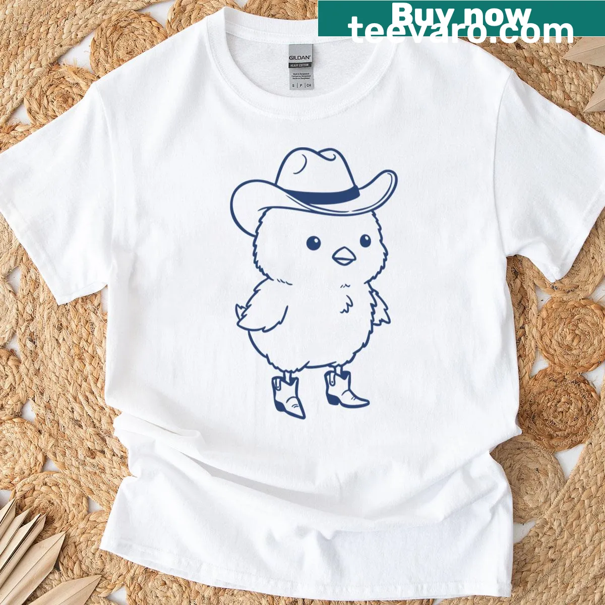 Illustration of a cute cowboy chick on a t-shirt — on a men's t-shirt