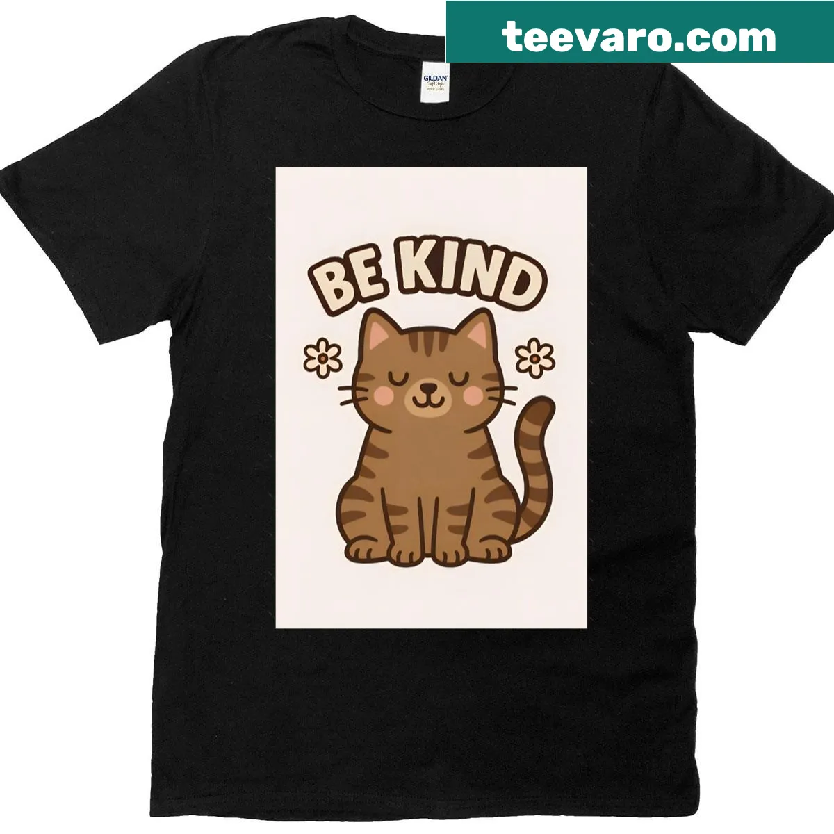 Oversized T-shirt with cute kindness cat cartoon illustration — on a men's t-shirt