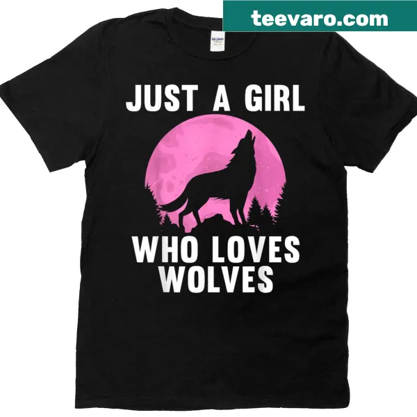 Illustrated howling wolves graphic on a women's T-shirt
