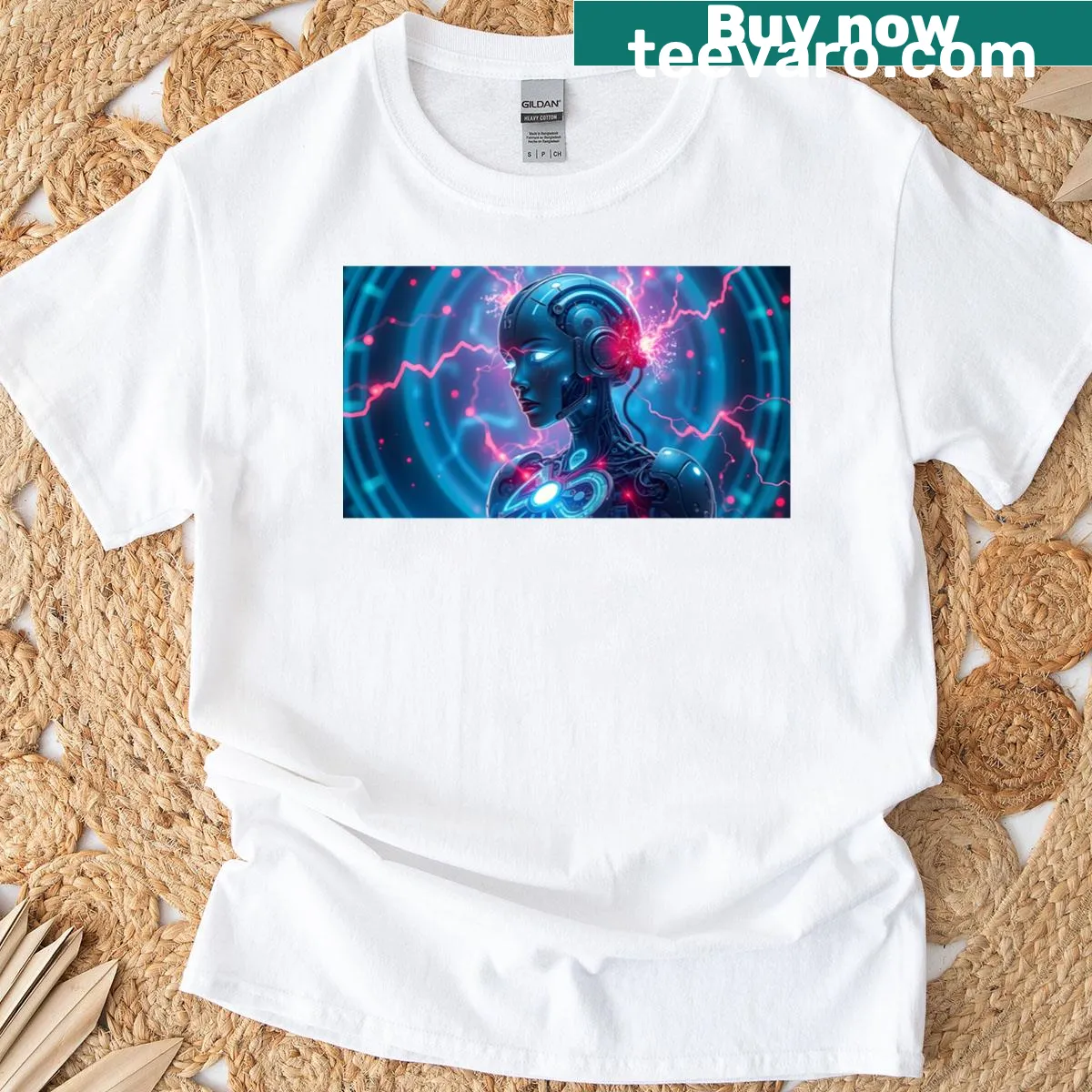 Minimalist typography design on a Cyber Synthesis t-shirt — on a men's t-shirt