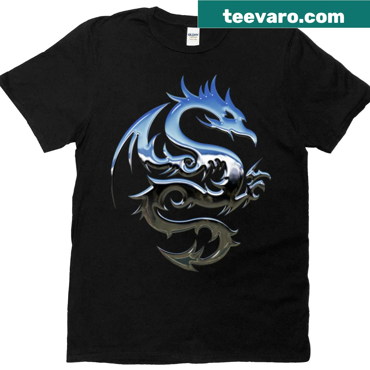 Illustrated t-shirt with a dragon symbolizing mythology and royalty — on a men's t-shirt