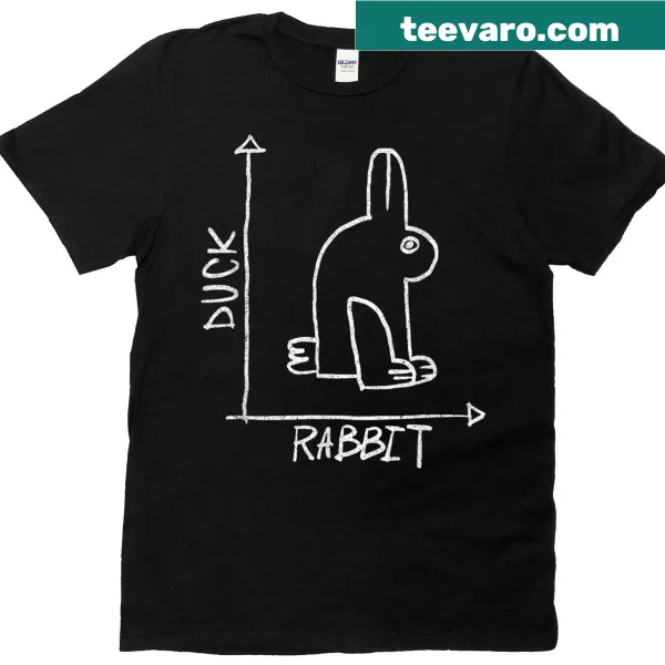Whimsical science-themed T-shirt with duck and rabbit graphics