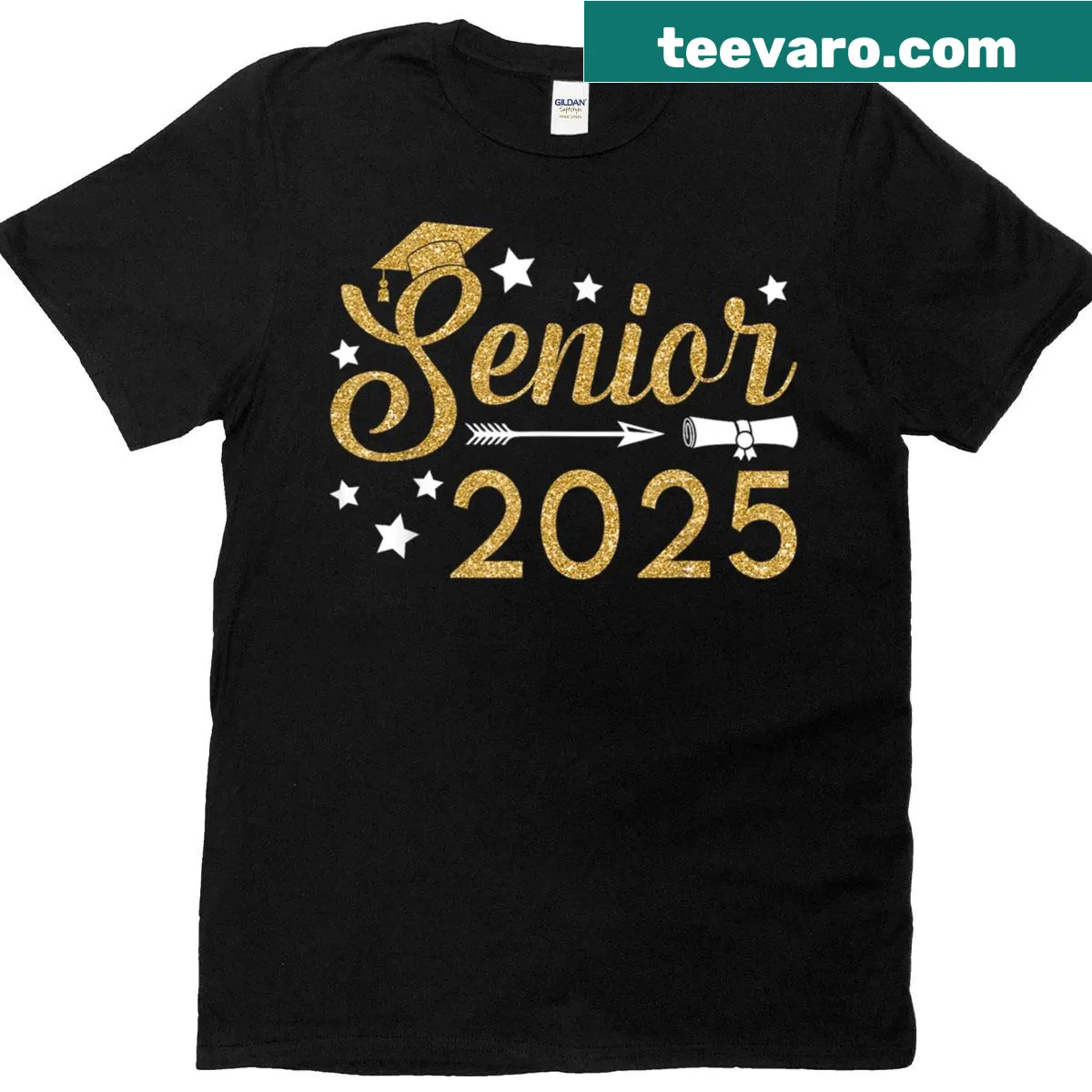 Funny graduation T-shirt for women with Class of 2025 text — on a men's t-shirt