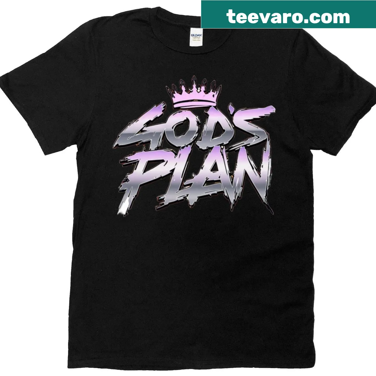 T-shirt with the text 'God's Plan' in bold typography — on a men's t-shirt