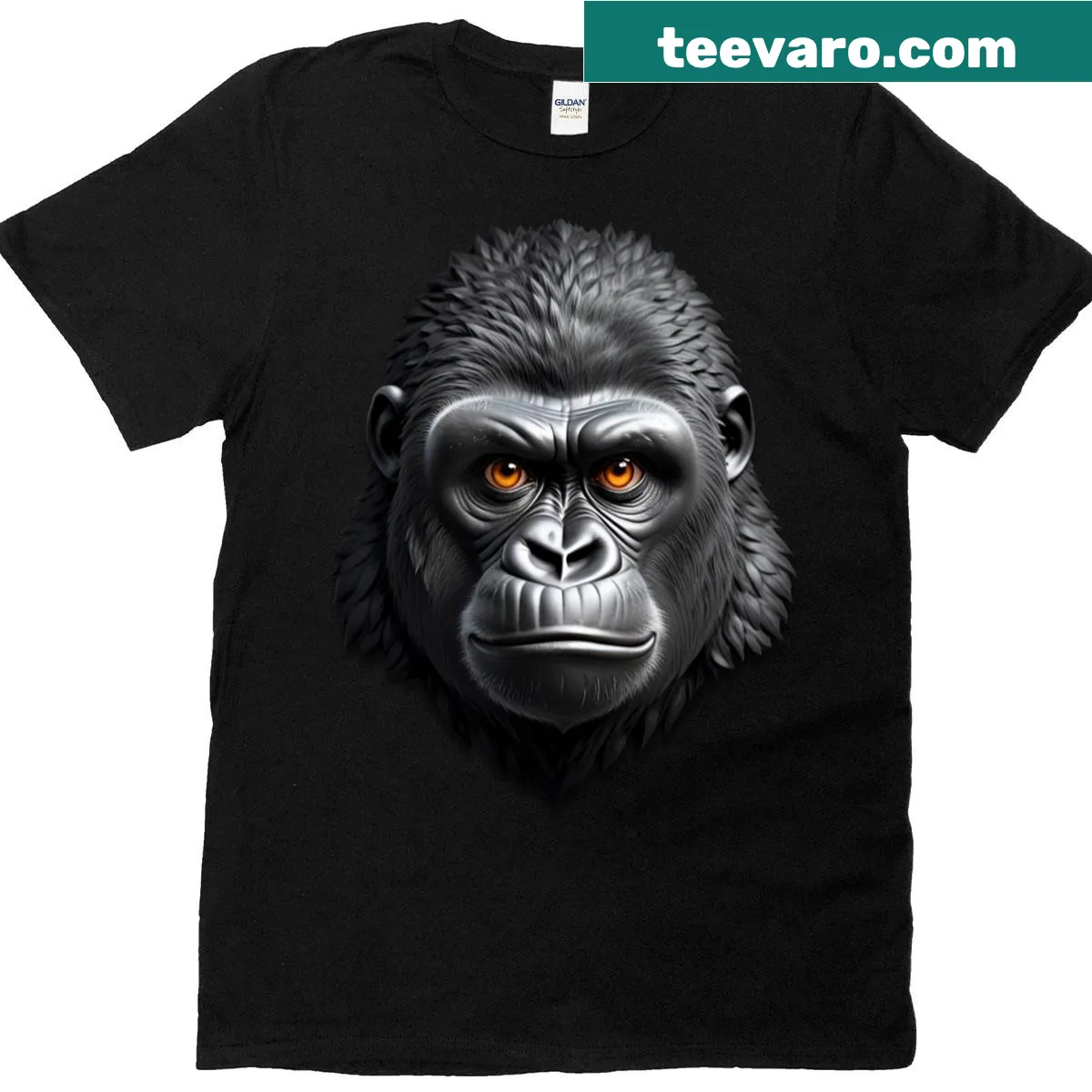 Illustration of a gorilla's head on a T-shirt — on a men's t-shirt