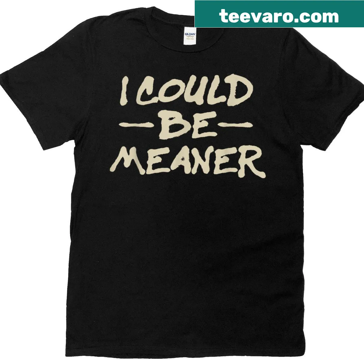 Retro text 'I Could Be Meaner' on a t-shirt — on a men's t-shirt