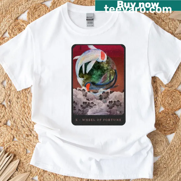 Tarot-inspired koi design T-shirt featuring bold graphics