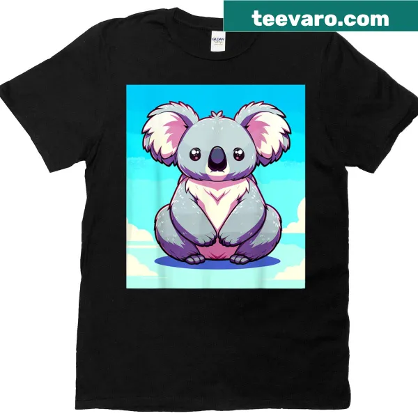 T-shirt featuring a cute koala design in Japanese anime style