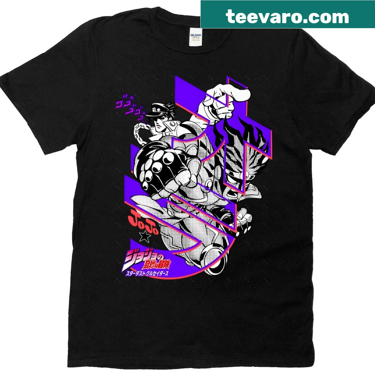 Oversized T-shirt featuring Jojo's Bizarre Adventure design — on a men's t-shirt