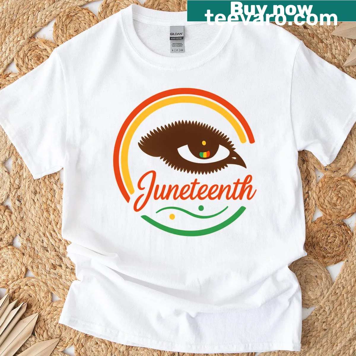 Juneteenth eye-themed t-shirt celebrating Black history and pride — on a men's t-shirt